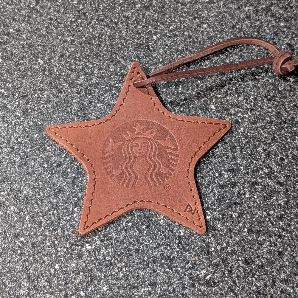 Starbucks Tan Leather Star Ornament